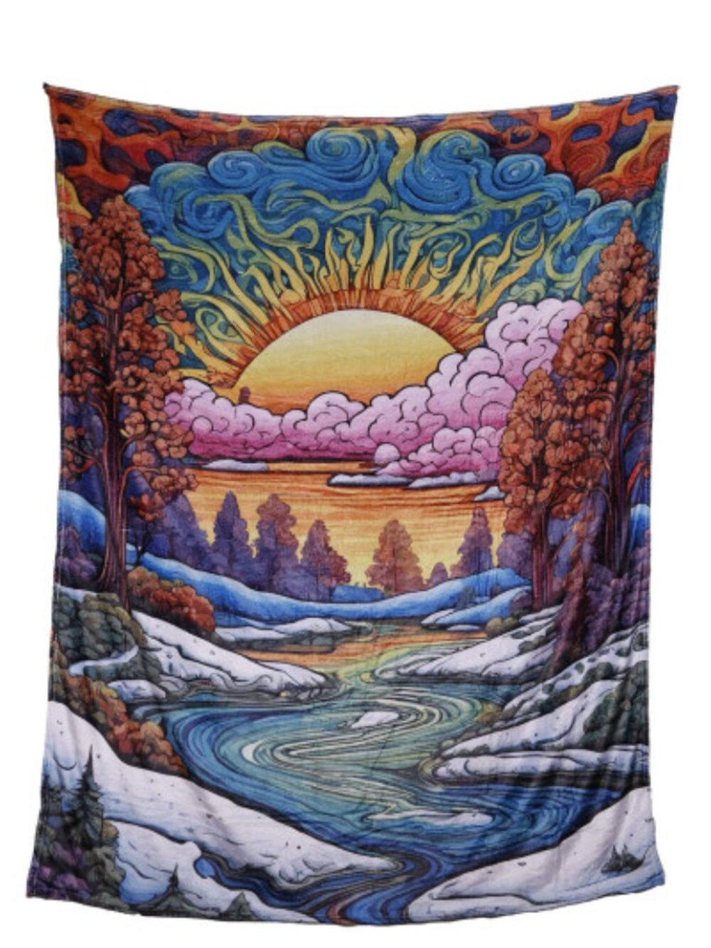 Snowy River Fleece Blanket ~ 50" x 60" ~ Machine Washable ~ Brand New!